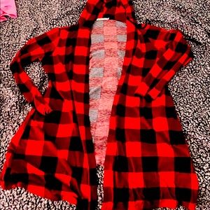 Checkered print cardigan